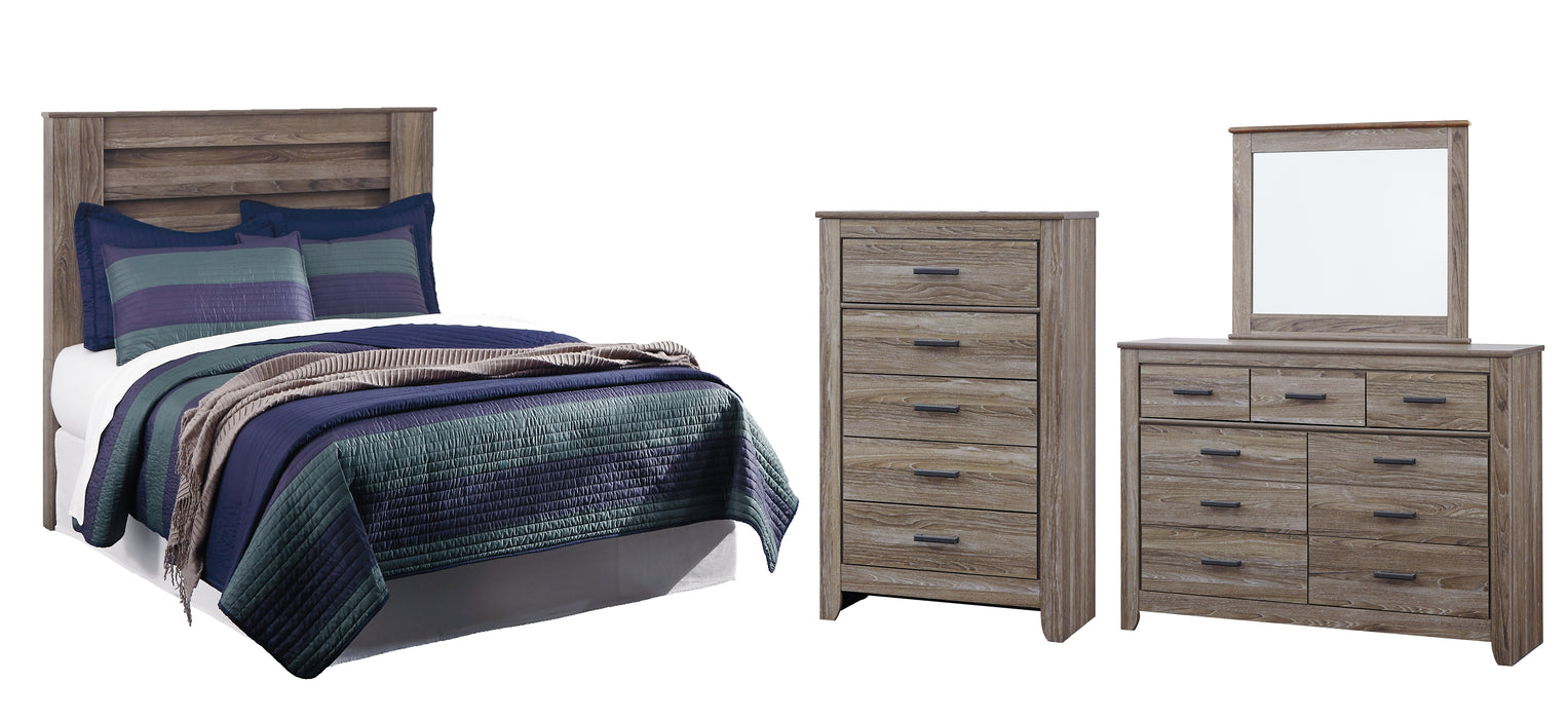 Zelen / Panel Headboard With Mirrored Dresser, Chest And Nightstand