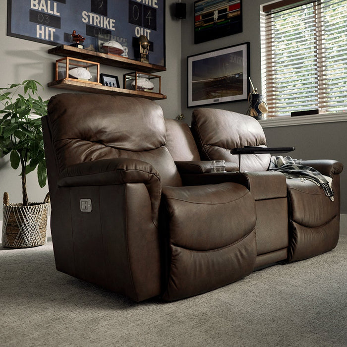 James Power Reclining Loveseat w/ Headrest, Lumbar & Console