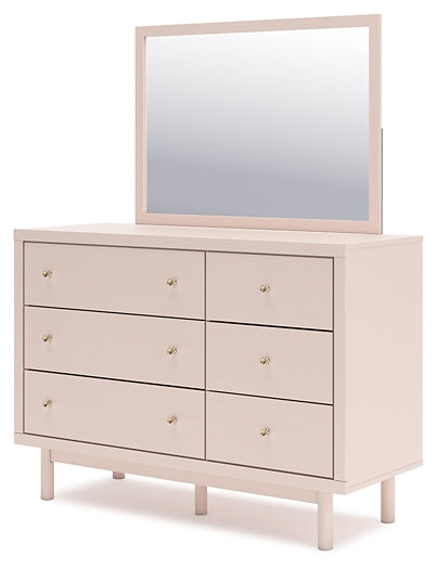 Wistenpine Twin Upholstered Panel Bed with Mirrored Dresser and 2 Nightstands