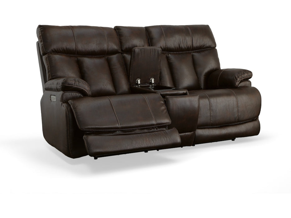 Clive Power Reclining Loveseat with Console and Power Headrests and Lumbar