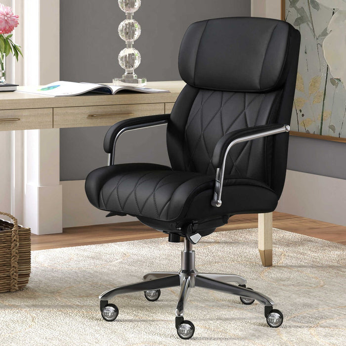 Sutherland Quilted Leather Office Chair, Jet Black