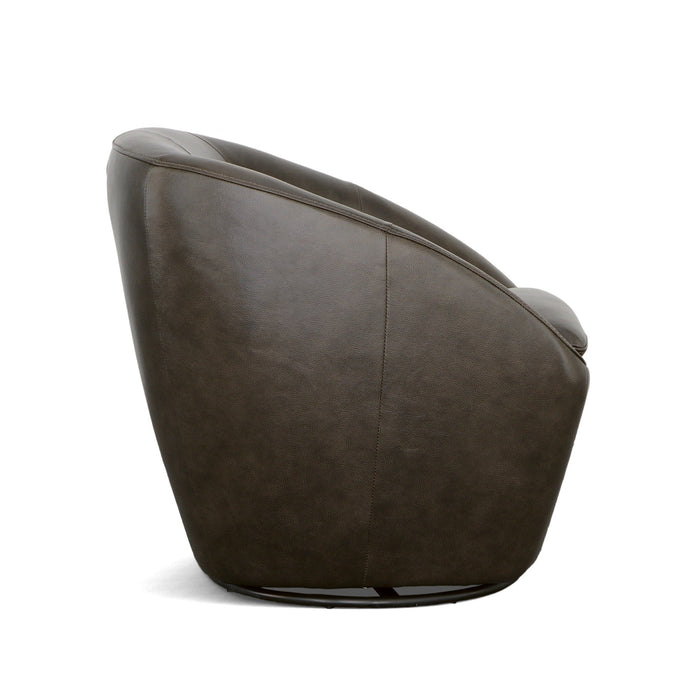 Wade Carob Leather Swivel Chair