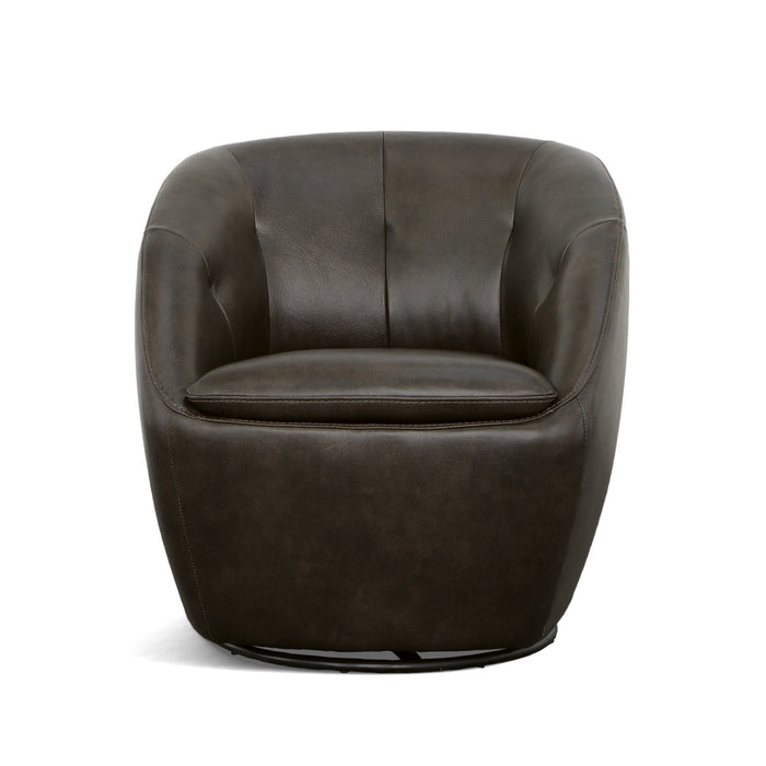 Wade Carob Leather Swivel Chair