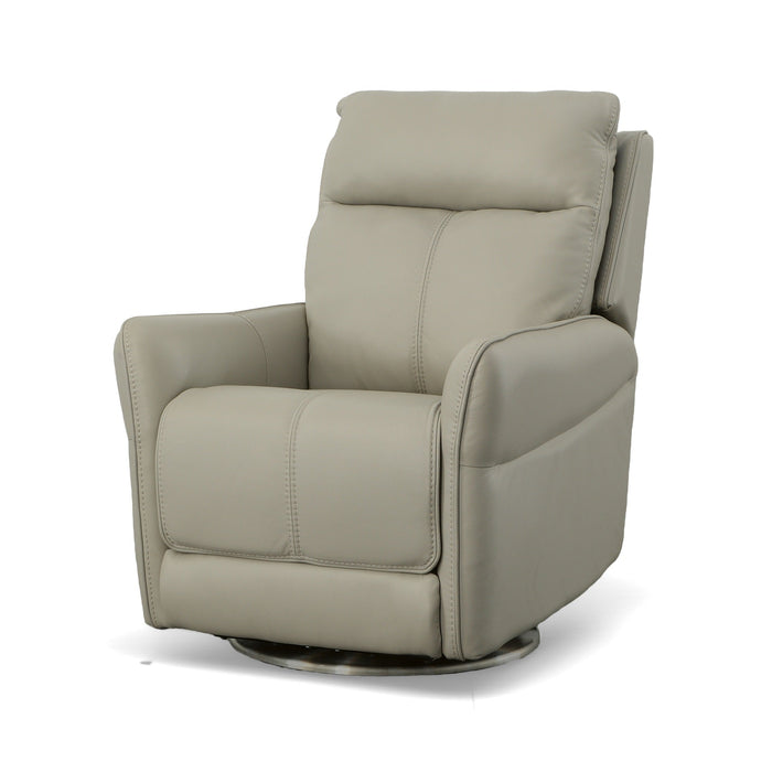 Spin Dove Leather Power Swivel Recliner with Power Headrest