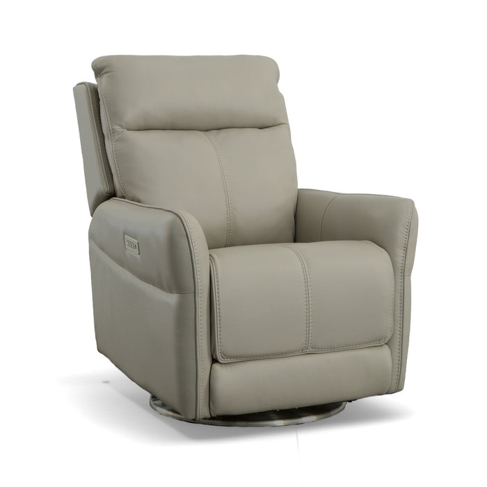 Spin Dove Leather Power Swivel Recliner with Power Headrest