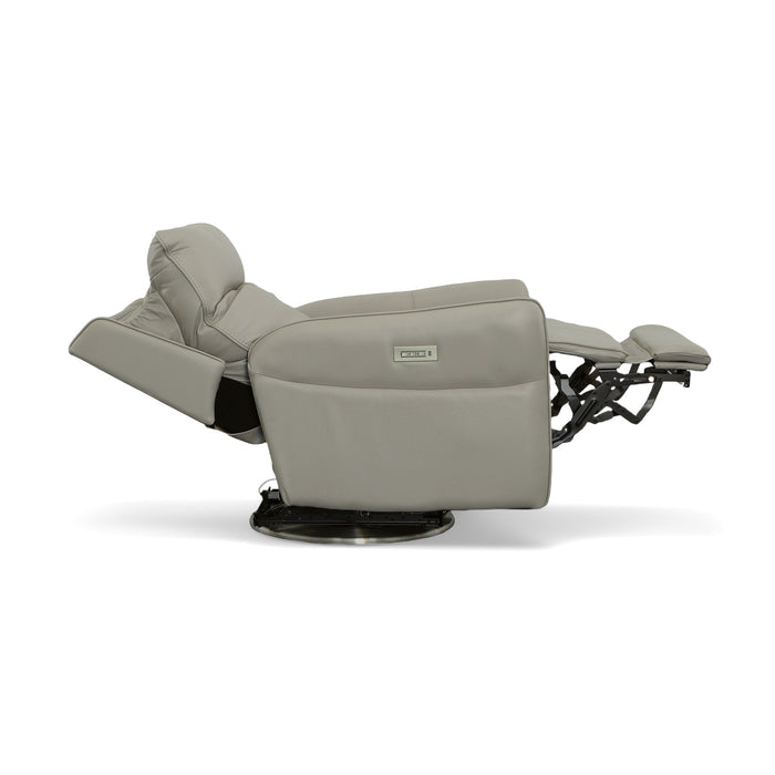 Spin Dove Leather Power Swivel Recliner with Power Headrest