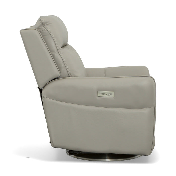 Spin Dove Leather Power Swivel Recliner with Power Headrest