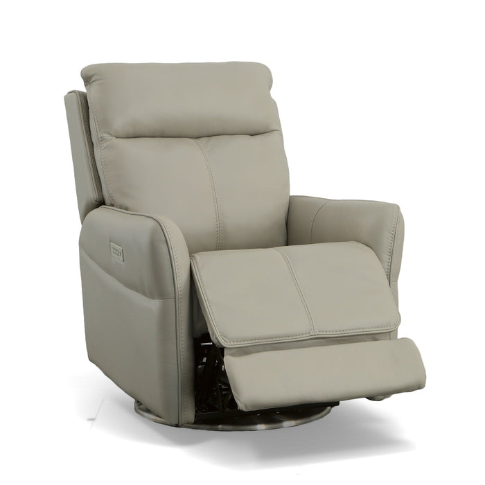 Spin Dove Leather Power Swivel Recliner with Power Headrest