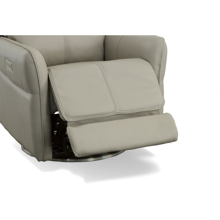 Spin Dove Leather Power Swivel Recliner with Power Headrest