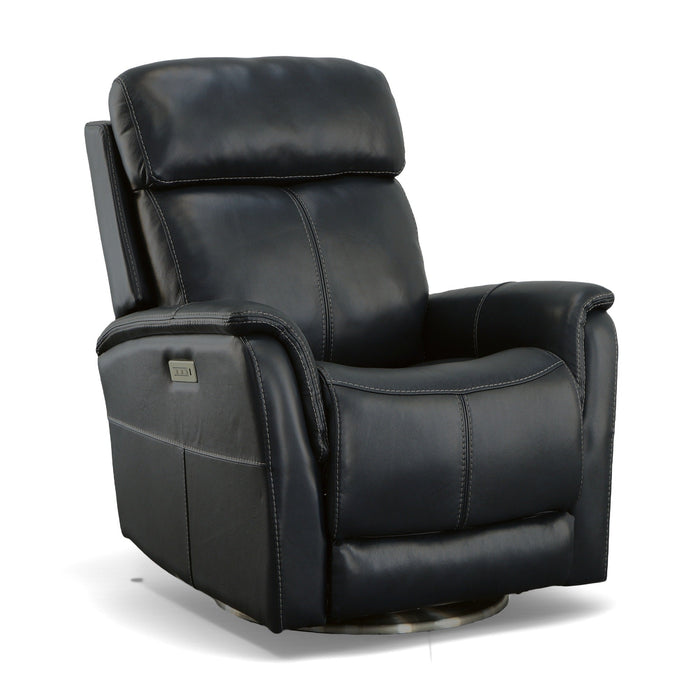 View Ocean Leather Power Swivel Recliner with Power Headrest