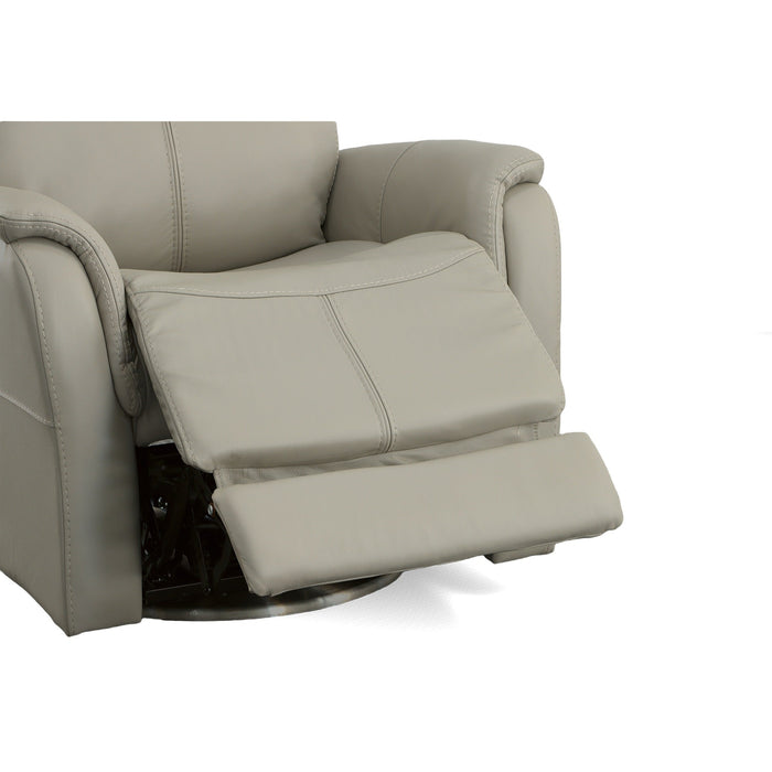 View Dove Leather Power Swivel Recliner with Power Headrest