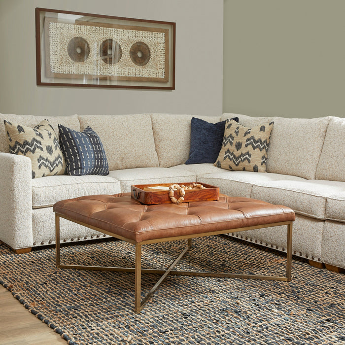 Hamilton Chestnut Square Upholstered Ottoman