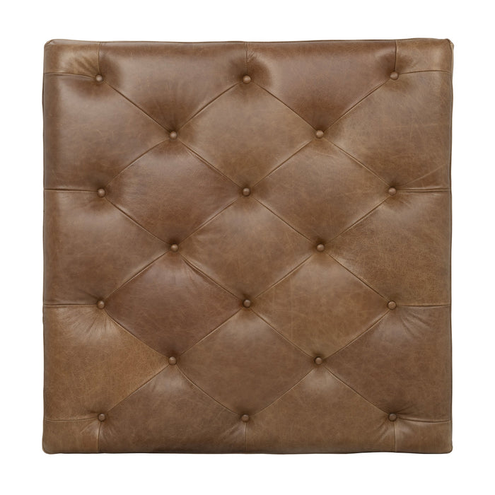 Hamilton Chestnut Square Upholstered Ottoman