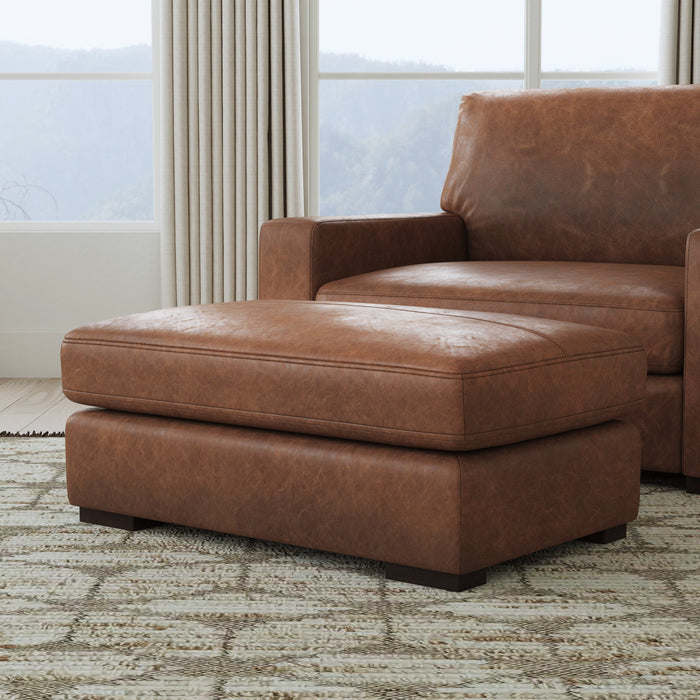 Endurance Chestnut Leather Ottoman