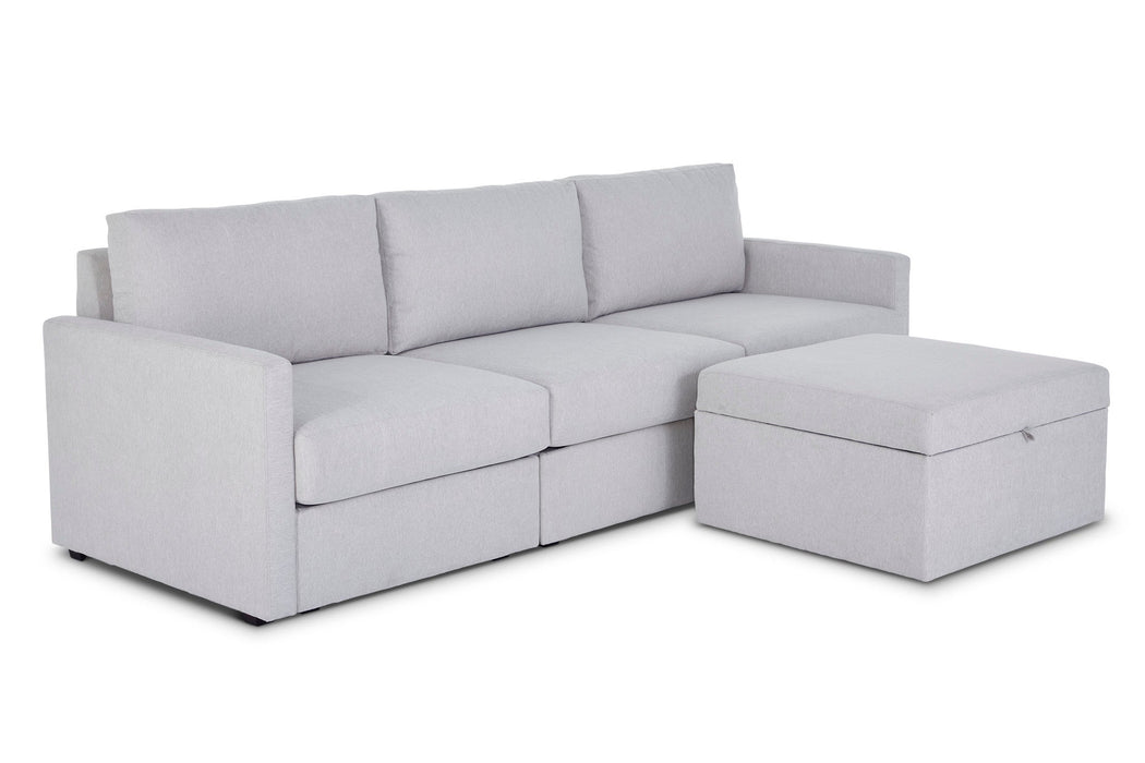 Flex Frost Sofa with Narrow Arm and Storage Ottoman