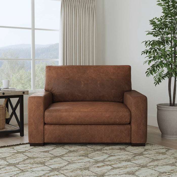 Endurance Chestnut Leather Ottoman