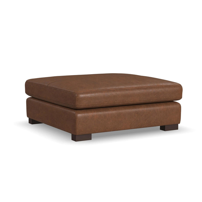 Endurance Chestnut Leather Square Cocktail Ottoman