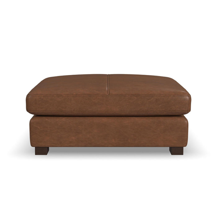 Endurance Chestnut Leather Square Cocktail Ottoman