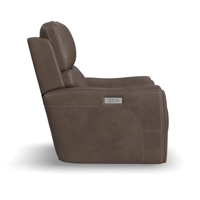 Carter Cappuccino Fabric Power Recliner with Power Headrest & Lumbar