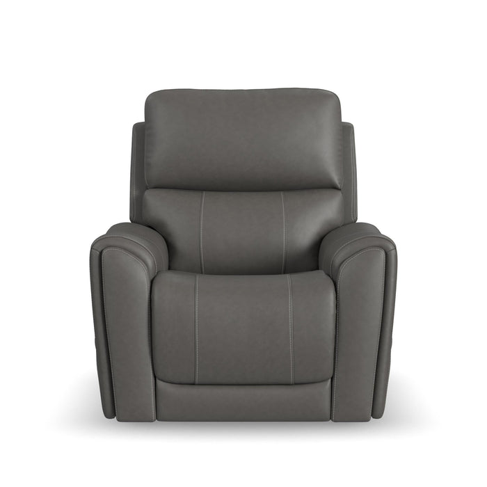 Carter Smoke Fabric Power Lift Recliner with Power Headrest, Lumbar, Heat & Massage