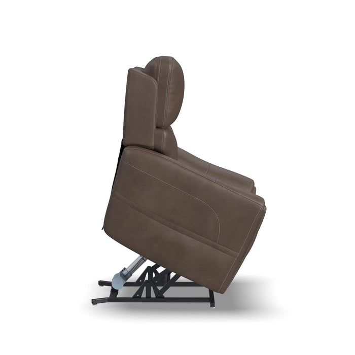 Carter Cappuccino Fabric Power Lift Recliner with Power Headrest, Lumbar, Heat & Massage