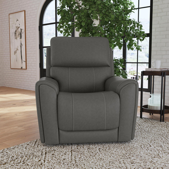 Carter Smoke Fabric Power Recliner with Power Headrest & Lumbar