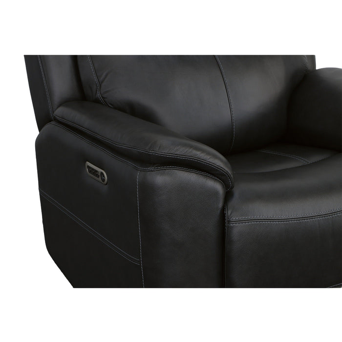 Crew Raven Leather Power Recliner with Power Headrest & Lumbar