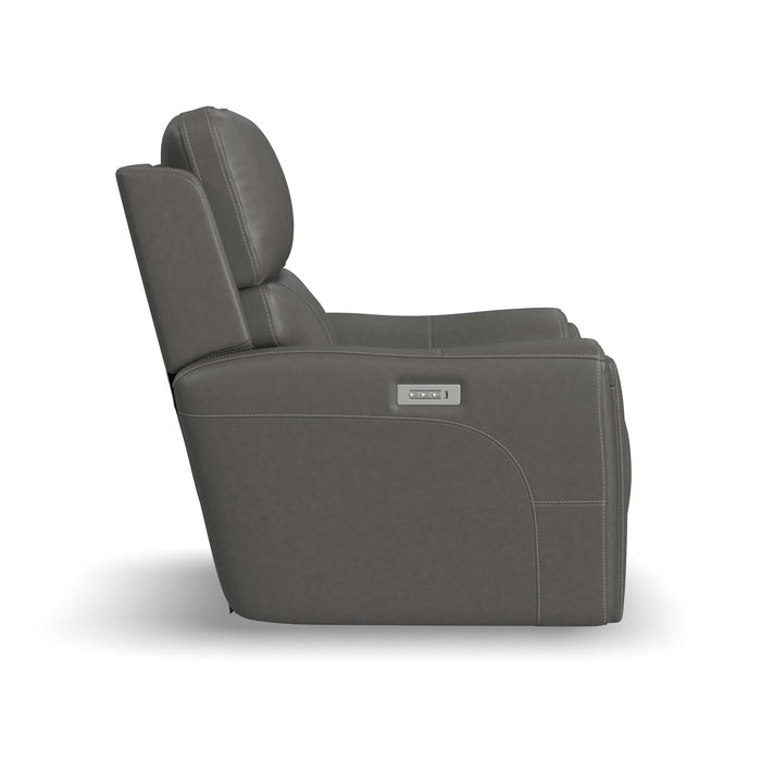 Carter Smoke Fabric Power Recliner with Power Headrest & Lumbar