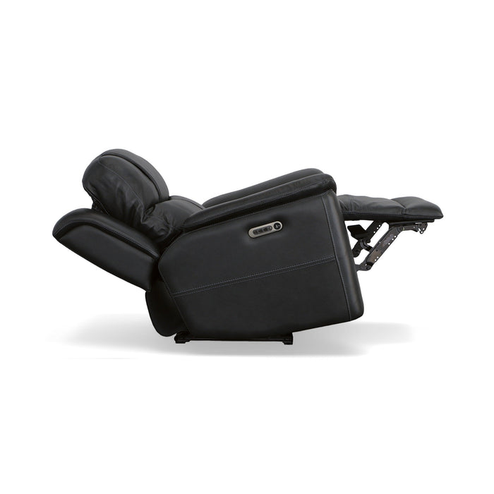 Crew Raven Leather Power Recliner with Power Headrest & Lumbar