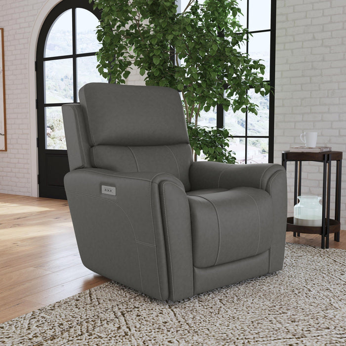 Carter Smoke Fabric Power Recliner with Power Headrest & Lumbar