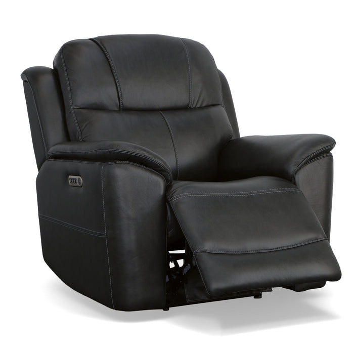 Crew Raven Leather Power Recliner with Power Headrest & Lumbar