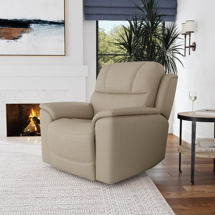 Crew Pebble Leather Power Recliner with Power Headrest & Lumbar