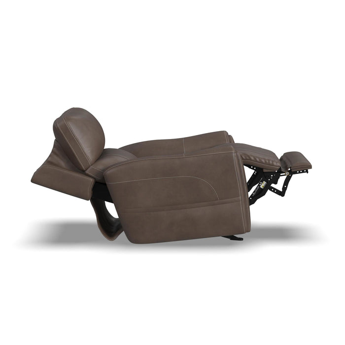 Carter Cappuccino Fabric Power Rocking Recliner with Power Headrest, Lumbar, Heat & Massage