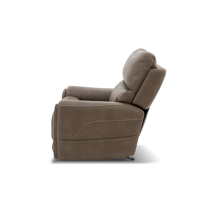 Carter Cappuccino Fabric Power Rocking Recliner with Power Headrest, Lumbar, Heat & Massage