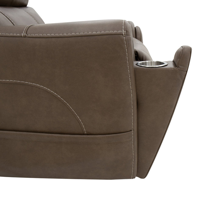 Carter Cappuccino Fabric Power Rocking Recliner with Power Headrest, Lumbar, Heat & Massage