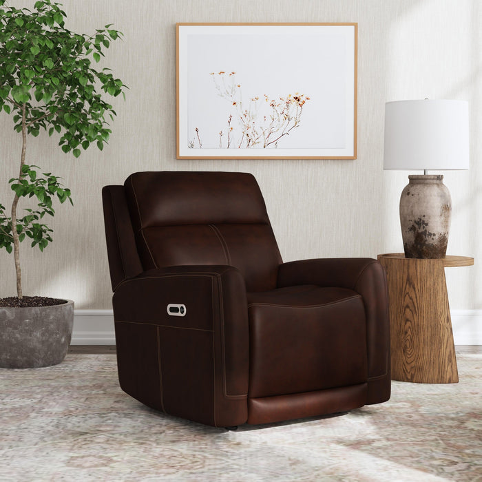 Alister Burnt Umber Leather Power Gliding Recliner with Power Headrest and Lumbar