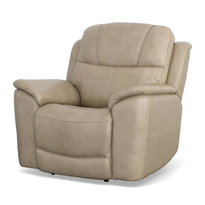 Crew Pebble Leather Power Recliner with Power Headrest & Lumbar