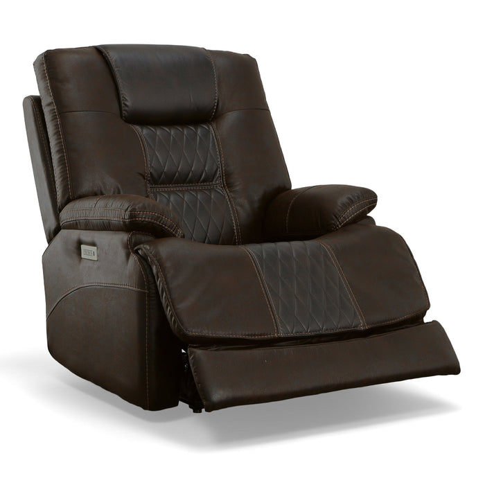 Dakota Peppercorn Fabric Power Recliner with Power Headrest