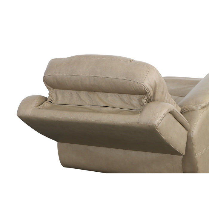 Crew Pebble Leather Power Recliner with Power Headrest & Lumbar