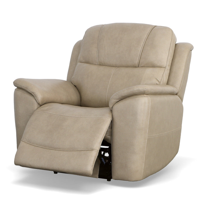 Crew Pebble Leather Power Recliner with Power Headrest & Lumbar