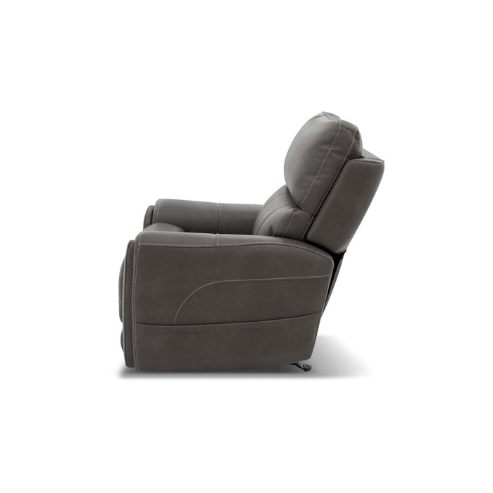 Carter Smoke Fabric Power Rocking Recliner with Power Headrest, Lumbar, Heat & Massage