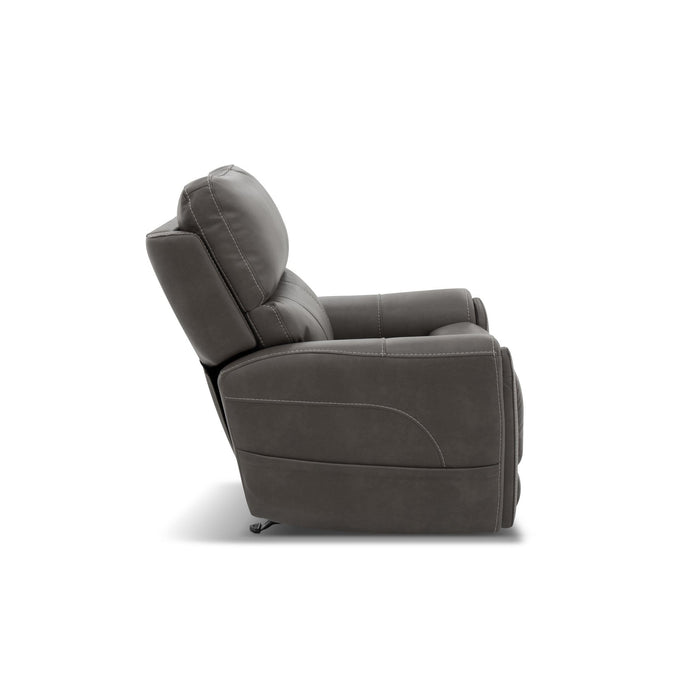 Carter Smoke Fabric Power Rocking Recliner with Power Headrest, Lumbar, Heat & Massage