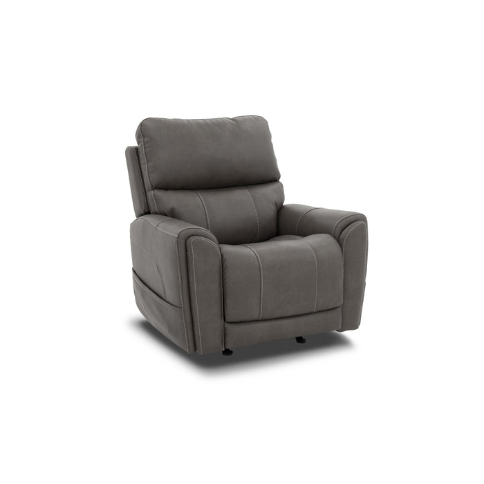 Carter Smoke Fabric Power Rocking Recliner with Power Headrest, Lumbar, Heat & Massage