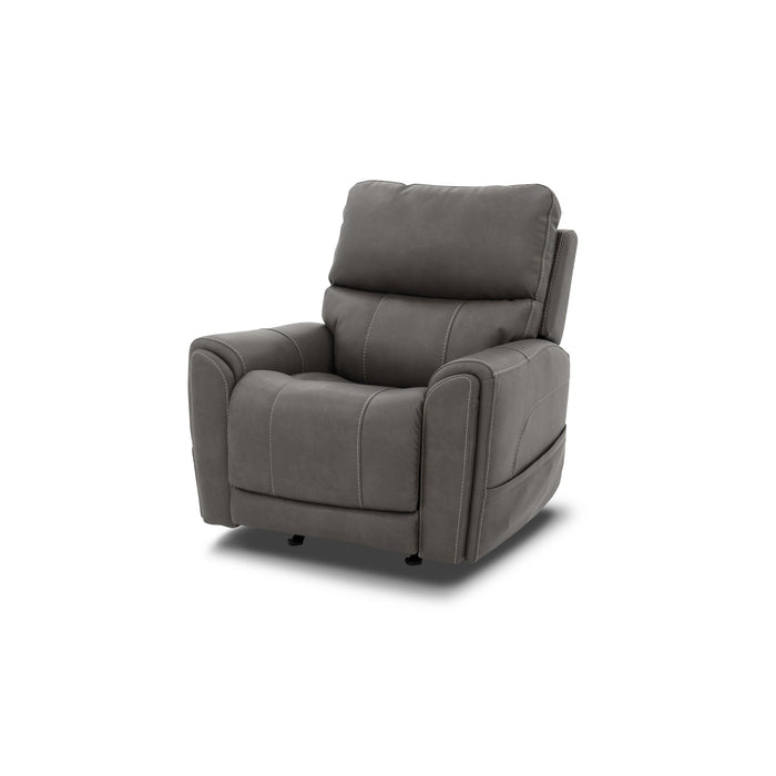 Carter Smoke Fabric Power Rocking Recliner with Power Headrest, Lumbar, Heat & Massage