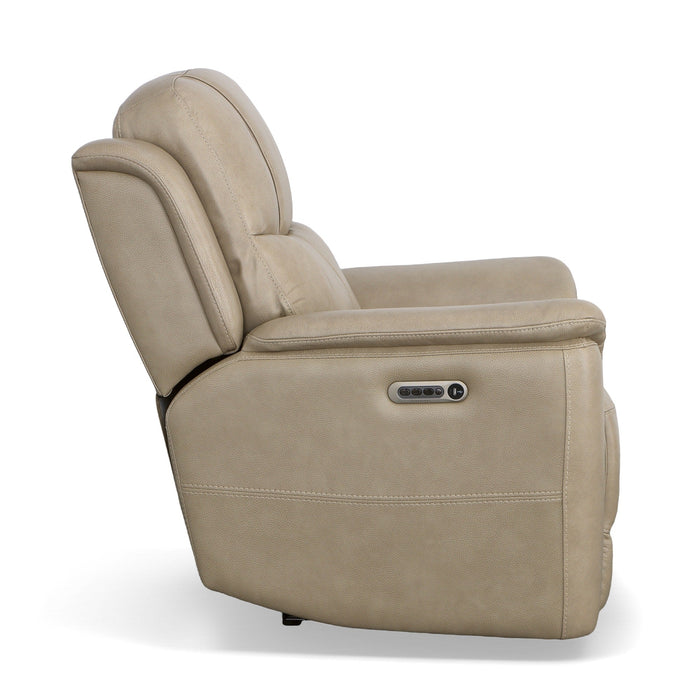 Crew Pebble Leather Power Recliner with Power Headrest & Lumbar