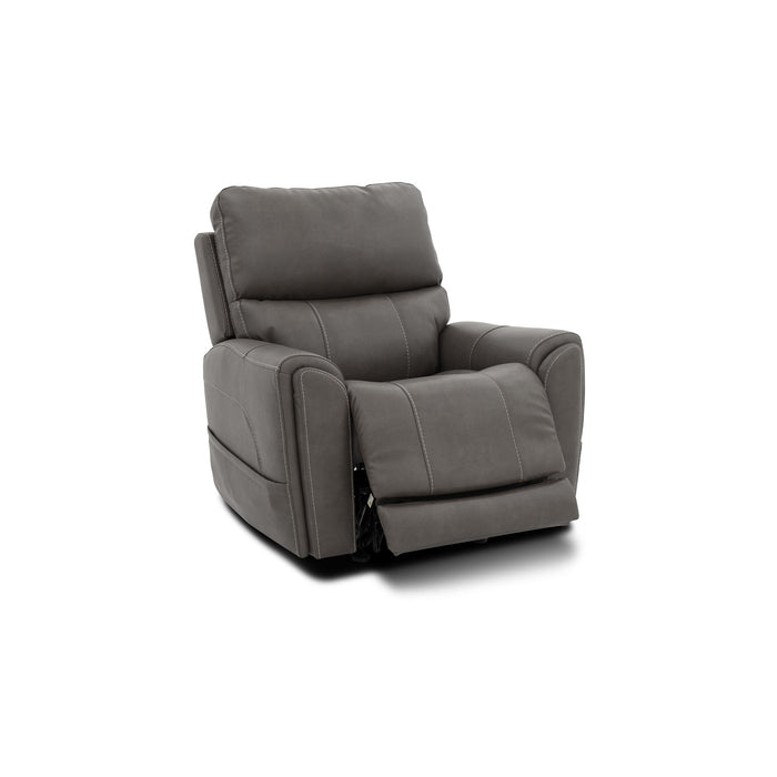 Carter Smoke Fabric Power Rocking Recliner with Power Headrest, Lumbar, Heat & Massage