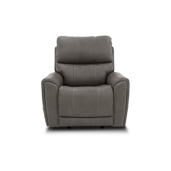 Carter Smoke Fabric Power Rocking Recliner with Power Headrest, Lumbar, Heat & Massage