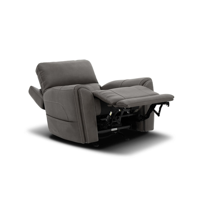 Carter Smoke Fabric Power Rocking Recliner with Power Headrest, Lumbar, Heat & Massage