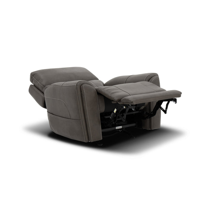 Carter Smoke Fabric Power Rocking Recliner with Power Headrest, Lumbar, Heat & Massage