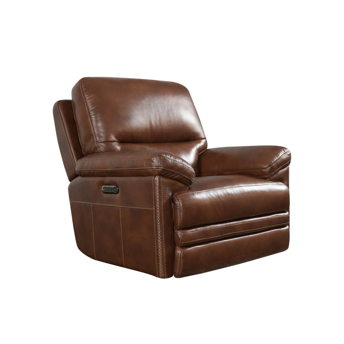 David Pecan Leather Power Gliding Recliner with Power Headrest & Lumbar